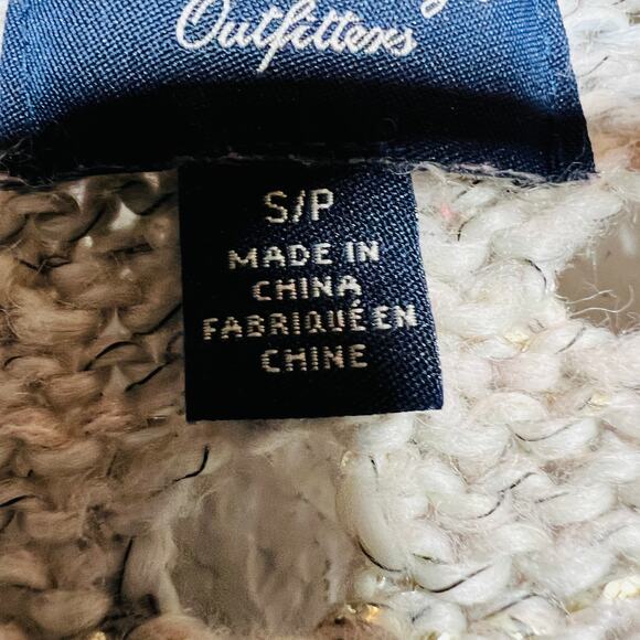 American Eagle Outfitters Wool Blend Open Knit Sweater Cardigan Metallic Pink S - Picture 5 of 5